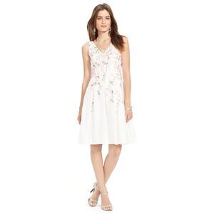 Ralph Lauren, Women's Fit & Flare Mini Dress, Pink White Floral, Size 12, NWT